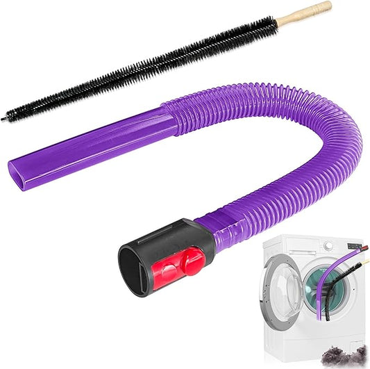 2 Pieces Dryer Vent Cleaner Kit, Universal Vacuum Attachment with Flexible Lint Brush & Vacuum Hose, Fits Most Vacuums for Dryer Lint Removal, Fire Prevention, Home Appliance Cleaning