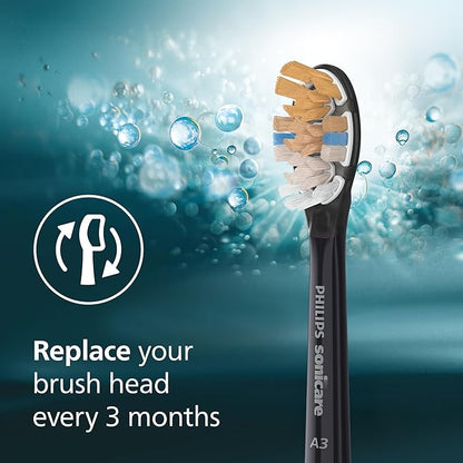 Philips Sonicare A3 All-in-One - Genuine Replacement Electric Toothbrush Heads,Black One Year Supply,HX9094/95,(Pack of 8)