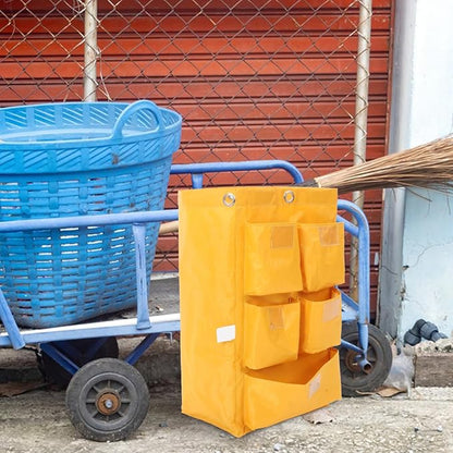 Janitorial Cart Bag Waterproof Canvas Cleaning Tote Large Capacity Cleaning Supply Bag for Housekeeping and Trash Collection