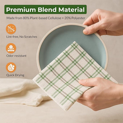 Swedish Dishcloths, Vintage Plant-Based Cellulose, 6.7x7.5 Inch, Super Absorbent, Multi-Surface, Machine Washable, Reusable, 5 Pack (Rust Green Burgundy)