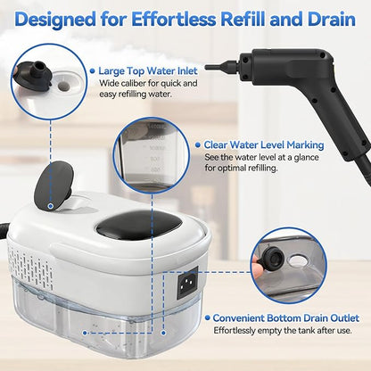 Steam Cleaner,2500W High-Pressure Steamer for Cleaning, 15s Fast Heat-Up&1.4L Large Tank,3-Level Adjustable Handle with 14 Accessories,Portable Steam Cleaner for Home,Car,Furniture,Bathroom