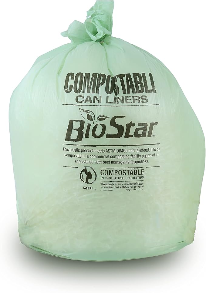 Plasticplace 20-30 Gallon Compostable Trash Bags │ 0.85 Mil │ Green Tint Garbage Can Liners │ 30” x 36” (70 Count)