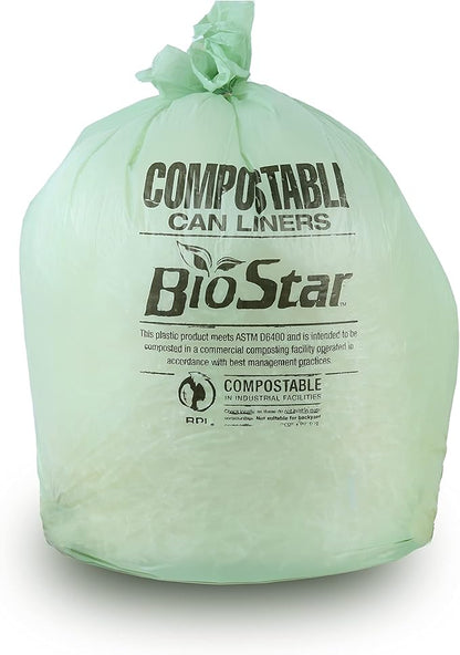 Plasticplace 20-30 Gallon Compostable Trash Bags │ 0.85 Mil │ Green Tint Garbage Can Liners │ 30” x 36” (70 Count)