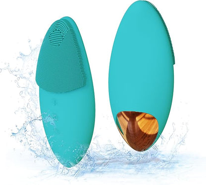 Bella Ciao 12-Speed Gentle Facial-Cleansing Brush, Rechargeable Silicone Face Scrubber, Deep-Cleaning and Exfoliating Face-Wash Brush, Water-Resistant Design, Aqua