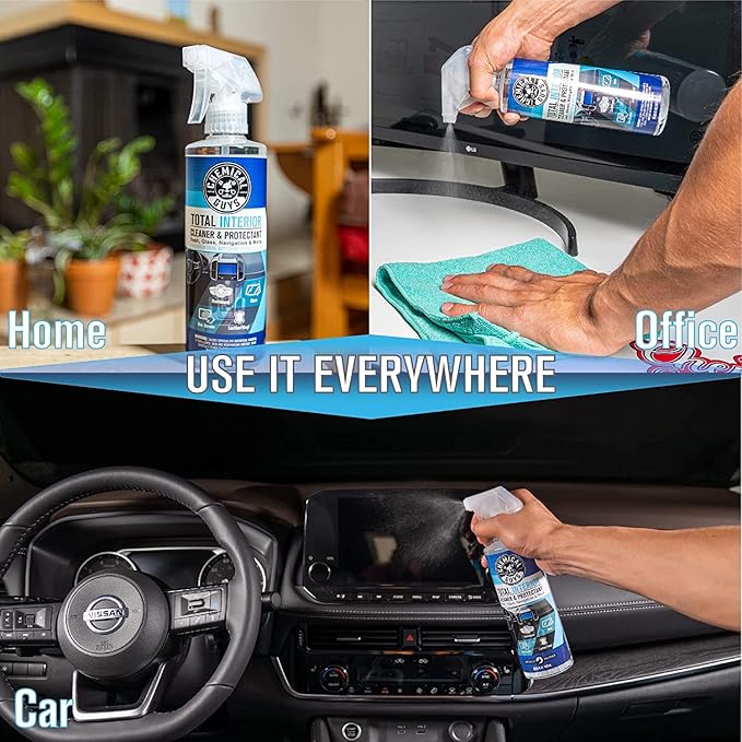Chemical Guys Total Interior Cleaner & Protectant 16 oz with Professional Grade Microfiber Towel - Car Interior Cleaning Kit for Dash, Seats, Carpet, Glass, Vinyl, Leather, and Plastic