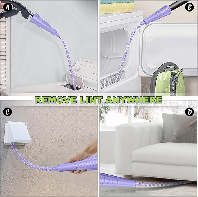 Sealegend 2 Pieces Dryer Vent Cleaner Kit, Dryer Vacuum Hose Attachment and Flexible Lint Brush, Dryer Vent Cleaning Tools for Crevice Lint Trap‌, Purple