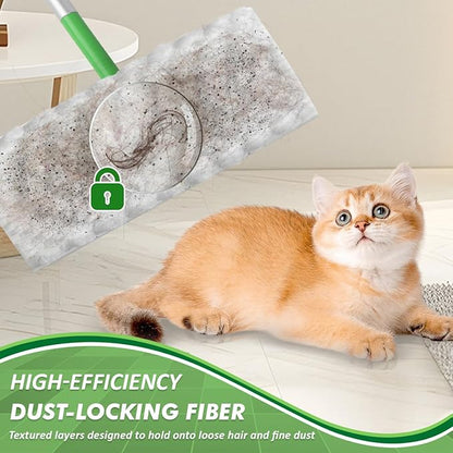 GLIMGLINT Heavy Duty Dry Sweeping Cloths Compatible with Swiffer Sweeper, Disposable Duster Mop Pads Refills for Floor Cleaning, Pet Hair, Dust and Dirt, Dry Cloths for Wood Floors, 32 Count