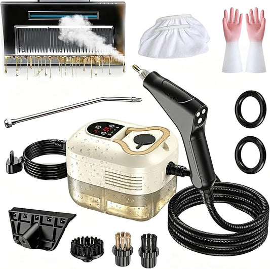 2500w Handheld High-Temperature Pressurized Steam Cleaner, 2026 Upgraded Portable High Pressure Steam Cleaner, 2500watt Handheld Steam Cleaner for Kitchen, Bathroom, Furniture, Car (Upgraded-Beige)