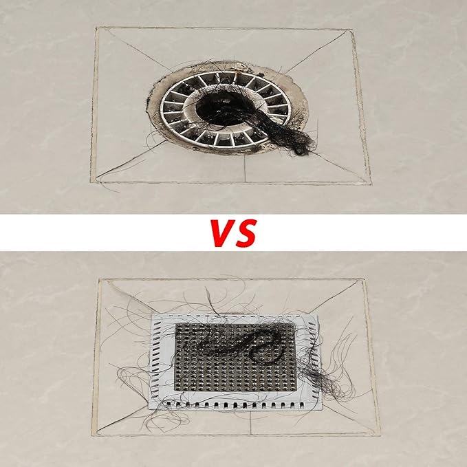 Shower Hair Catcher/Drain Strainer/Drain Hair Catcher Shower Cover for Bathroom Floor Drain, Stainless Steel and Silicone (4 inch, Black)