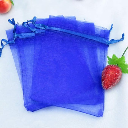 Pack of 100 5x7 inch Gift Wrap Bags Royal Blue, Organza Sheer Fabric Sturdy Material, Drawstring Organizer for Baby Shower Favor, Celebration, Church, Rose Petals, Cosmetic, Ring, Earring,Watch