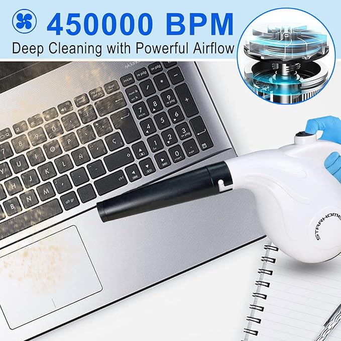 3.0 Durable ABS Electric High Compressed Air Duster, Computer Cleaner Blower, Keyboard Cleaner, Electronic Devices,and Laptop Cleaner Replaces Compressed Air Cans for Cleanning Hair,Crumbs,Scraps