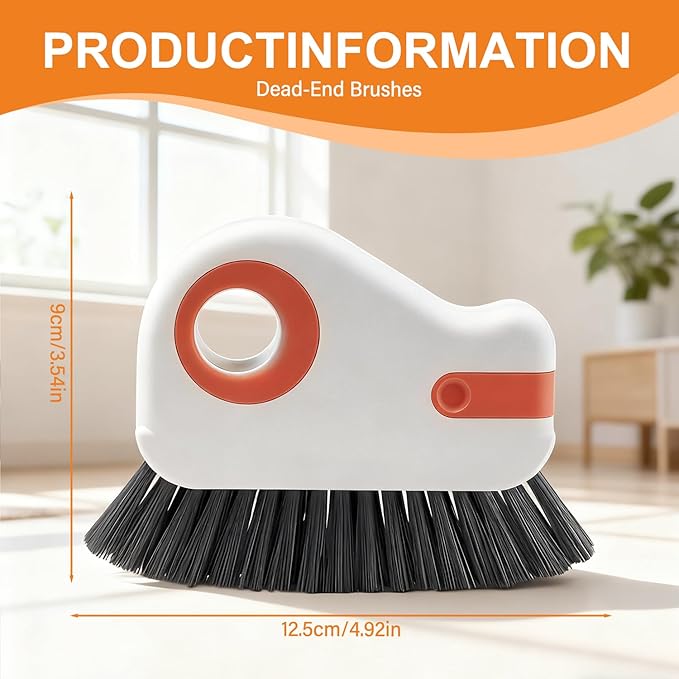 2 in 1 Window Track Cleaning Brush, 2026 New Groove Crevice Cleaning Tool, Multifunctional Hard Bristle Grip Brush with Hidden Scraper, Gap Scrub Brush for Sliding Door, Window Sill (1Pc-Grey)