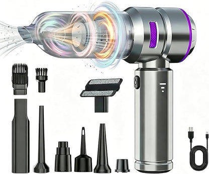 Mini Handheld Car Vacuum Cleaner Cordless - Vacuum & Blower 2-in-1, Powerful Suction for Pet Hair & Crumbs, 1.5lbs Ultra Lightweight, Type-C Fast Charging, 3 Speeds, for Car/Home/Office