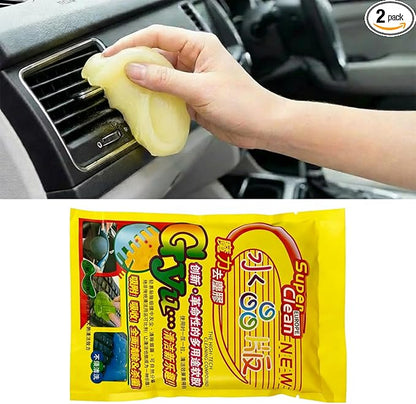 Craedli 2PCS Car Cleaning Gel, Universal Dust Cleaning Putty Gel Car Interior Cleaner Slime, Reusable Jelly Cleaner Auto Detailing Tool for Air Vents, Cup Holders & Keyboards, Clean Supplies (Yellow)