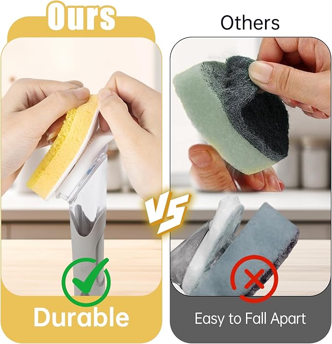 12Packs Dish Wand Sponge Refills for Scrub Daddy Dish Daddy - Replacement Heads for Dish Sponges, Non Scratch Dish Washing Scrubbers, Ideal for Kitchen Cleaning, Yellow (Only Sponge Heads)