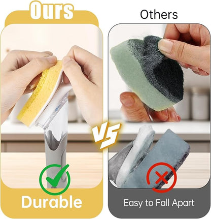 8 Packs Dish Wand Sponge Refills for Scrub Daddy Dish Daddy - Replacement Heads for Dish Sponges, Non Scratch Dish Washing Scrubbers, Ideal for Kitchen Cleaning, Yellow (Only Sponge Heads)