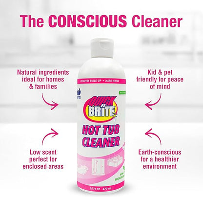 Quick N Brite Heavy Duty Hot Tub Cleaner Kit - Non-abrasive Cleaning Gel with Sponge and Cloth, 16 oz. (Packaging May Vary)