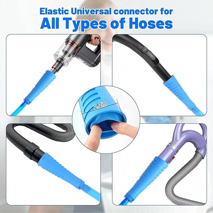 5 Pieces Dryer Vent Cleaner Kit Universal Vacuum Hose Attachment and Flexible Lint Brush for Quick Dryer Duct Cleaning & Lint Remover, Blue