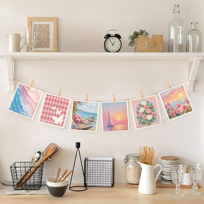 Swedish Kitchen Towel Set Absorbent Cellulose Sponge Cloth Biodegradable Ideal for Household Kitchen Cleaning 8-Piece Set Reusable Kitchen Towel Set