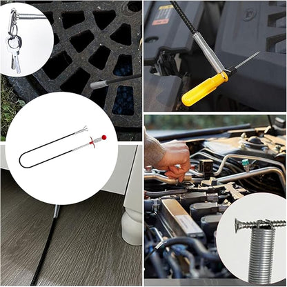 61 Inch Drain Snake Hair Drain Clog Remover With 4 Claws Bendable Hose Pickup Reaching Assist Tool for Home and Kitchen Sink