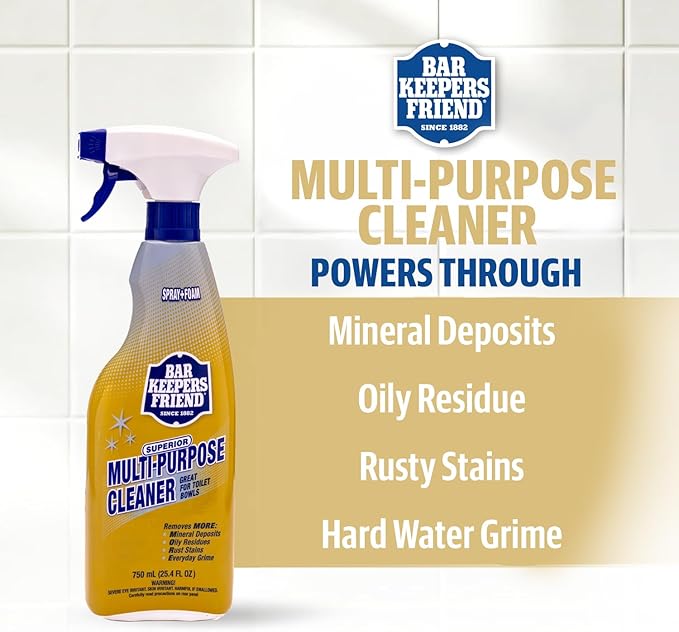Bar Keepers Friend Soft Cleanser 26 oz + Spray & Foam Multipurpose MORE Spray Cleaner 25.4 oz, Multi Purpose Cleaner Bundle, Removes Grease, Rust Stains, Soap Scum & More in Home & Outdoors