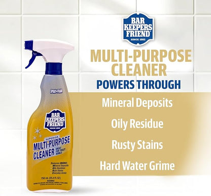 Bar Keepers Friend Soft Cleanser 26 oz + Spray & Foam Multipurpose MORE Spray Cleaner 25.4 oz, Multi Purpose Cleaner Bundle, Removes Grease, Rust Stains, Soap Scum & More in Home & Outdoors