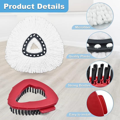 Mop Heads Replacements for Ocedar, Mop Replace Head for O Cedar, Mop Heads for O Cedar, Mop Replace Head for Cedar, Mop Heads for O Cedar Spin Mop Include 2 Pack Mop Refills & 2 Pack Scrubber Mop Head