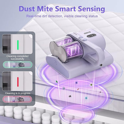 Mattress Vacuum Cleaner, 16KPa Suction, Dual Brushroll & Suction, Smart Dust Sensor, UV-C 253.7nm, HEPA, Fragrance Mist, 16.4FT Cord, Lightweight for Bed Sofa Carpet (Fragrance Not Included)