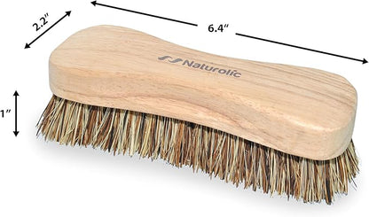 All-Natural Wooden Scrub Brush Set – 12 Pack | Heavy-Duty Palmyra Bristle Cleaning Brushes for Commercial and Industrial Use | Floor, Tile, Grout and Workshop Scrubber | Bulk Cleaning Supply