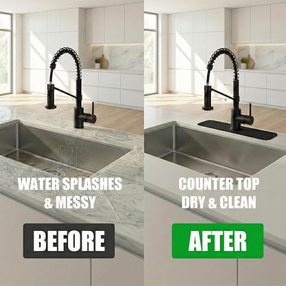 Customizable Kitchen Sink Faucet Mat: 24"Lx5.5"W Absorbent Sink Edge Protector & Bathroom Counter Protector - Quick Drying Splash Guard Cut to Fit 2, 3, 4 Holes Faucet, Soap Dispenser & Irregular Sink