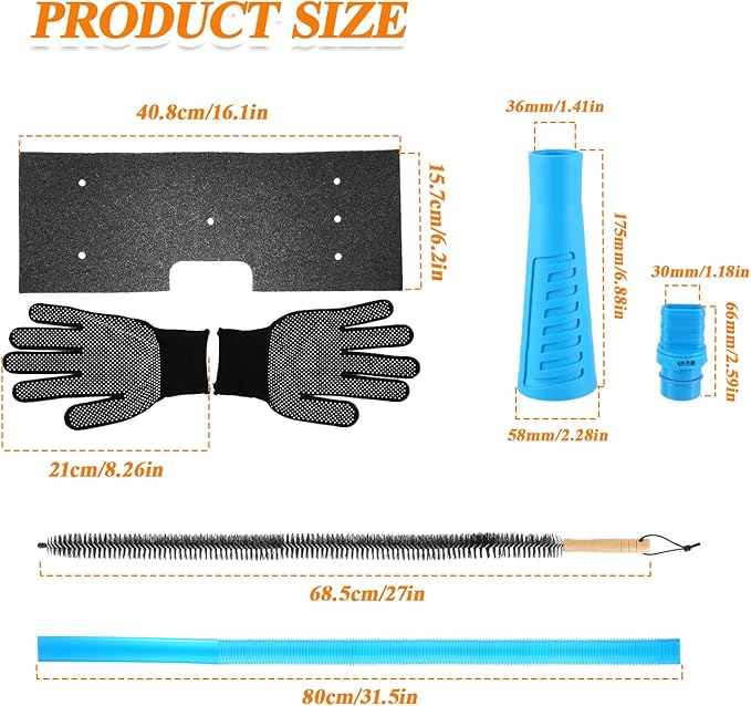 7 Pcs Dryer Vent Cleaner Kit for GE Washer Dryer Combo, WH01X35719 Lint Filter Replacement Upgraded Washable Sponge for Models PFQ97HSPVDS, Dryer Vent Brush and Dryer Vent Vacuum Hose ﻿