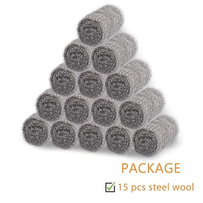 Bulk Steel Wool Roll Kit, Steel Wool 0000 15pcs, Gap Blocker, 0000 Steel Wool Keep Mice Away from Holes/Siding/Pipeline/Vents in Garden, House, 15 Pack × 1.6FT