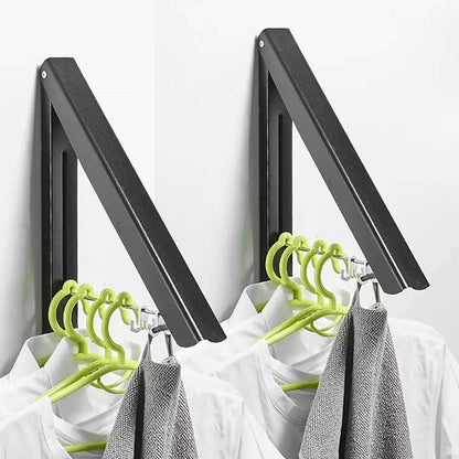 Black Retractable Clothes Rack - Wall Mounted Folding Collapsible Clothes Hanger Drying Rack for Laundry Room Closet Storage Organization, 2 Pack