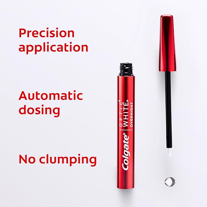 Colgate Optic White Overnight Teeth Whitening Pen, Enamel Safe and Vegan, Teeth Stain Remover to Whiten Teeth, Teeth Whitening for Sensitive Teeth, 35 Nightly Treatments Per Pen, 0.08 Oz,2 Pack