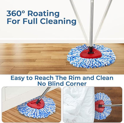 Matthew Cleaning 6Pack Blue Microfiber Spin Mop Replacement Head Compatible with EasyWring Spin Mop Replace Head-EasyWring High Absorbency,Machine Washable, Microfiber Spin Mop Refills