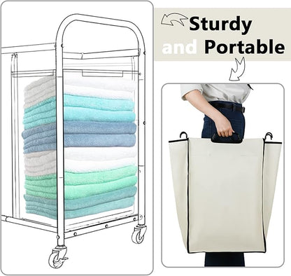 Bonuci 3 Pcs Laundry Sorter Replacement Bags Hamper Cart Removable Replacement Laundry Storage Organizer Bag Hamper Liner, No Hooks 14.76 x 8.66 x 21.65 Inch (Beige)