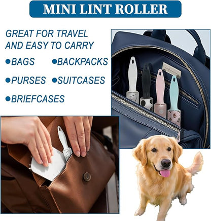 40Pcs Mini Lint Roller Travel Size, Mini Lint Roller for Purse, Portable Lint Rollers for Pet Clothes Travel Lint Bursh Rollers, Cat Hair Extra Sticky Clothes Removal Tool for Bag Furniture 5.9×1.1In
