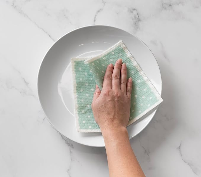 Martha Stewart Swedish Kitchen Absorbent Sponge Dish Cloths, Polka Dot, Stripes, and Gingham Assorted Prints, 12 Count