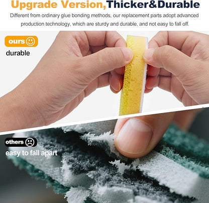 Packs Refill Heads Compatible with Dish Daddy, Non-Scratch Wand Refill Sponge Heads Compatible with Scrub Daddy, Upgrade Much Thicker and Durable (6)
