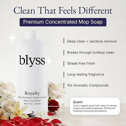 Mop Soap Royalty, Floor Cleaner for Mopping, Luxury Scented Mop Soap, LVP Vinyl Laminate and Hardwood Floor Cleaner Solution, Plant Powered Floor Cleaner