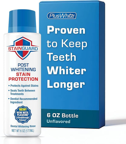 Plus White Post Whitening Stain Rinse - Protects Against Smoking, Wine, & Coffee - Dentist Recommended Whitening Teeth Rinse (6 oz, Pack of 1)
