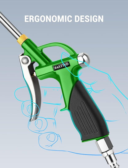 JASTIND 19-28 Inch Extension Long Air Nozzle Blow Gun, High Pressure Air Blower Gun with Rubber Grip & Quick Plug, Heavy Duty Industrial Air Blow Gun Pneumatic Tool for Air Compressor Attachments