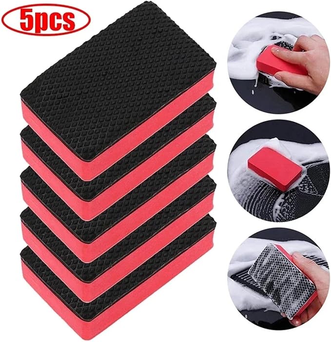1/5pcs，Compatible for Car Magic Clay Sponge Bar Pad Decontamination Block Cleaner Cleaning Eraser Wax Polish Washing Tool(A)
