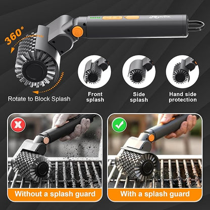 Upgraded Electric Grill Brush - Extreme 50kg Torque Power Grill Brush, 7.4V Motor, Safe for All Grills, SUS304 Anti-Shedding Bristle, with Heat Resistant Mat & Polishing Pad, for Fathers Day