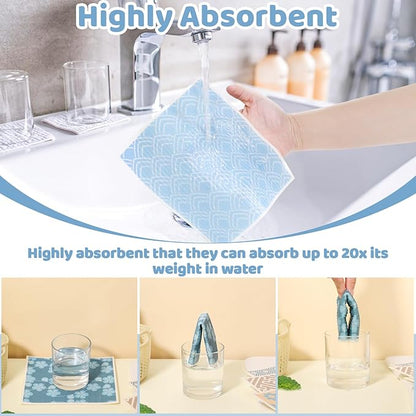 Needbrock 6 Pack Swedish Dishcloths for Kitchen, Geometric Pattern Swedish Rags Dish Towels with Clips, Reusable Paper Towels Washable Absorbent for Home Housewarming Cleaning Gifts for Mom