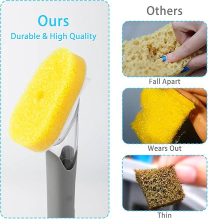 8 Packs Dish Wand Sponge Refills Compatible with Scrub Daddy - Replacement Heads, Dish Scrubber Brush for Cleaning Stuck-on Food, Sponge Replacement Heads for Kitchen Cleaning, (Only Refills)