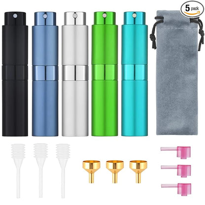 Tekson 8ml Travel Perfume Atomizer Refillable, Mini Cologne Spray Bottle Empty, Small Aftershave Portable Sprayer for Liquid Dispenser(Green)