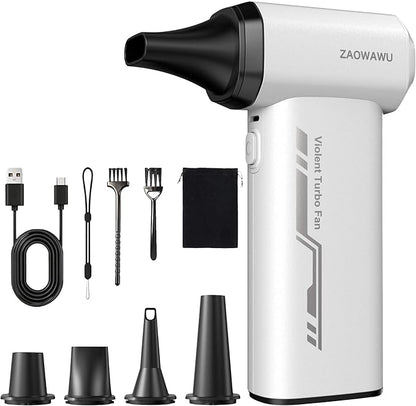 Compressed Air Duster, 150000 RPM Ultra Power Electric Air Duster with Brushless Motor, 3-Gear Rechargeable Cordless Air Blower, with Fast Charging for PC, Keyboard, Car, Home, Outdoor ﻿ (White)