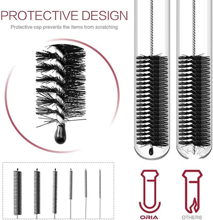 Long Straw Brush Cleaner (10 Pack), Flexible Nylon Tube Cleaning Brushes with 0.4" Bristles, Rust-Proof Stainless Steel Wire Washer for Reusable Tumblers, Sports Bottles & Pipes (10 Inch)