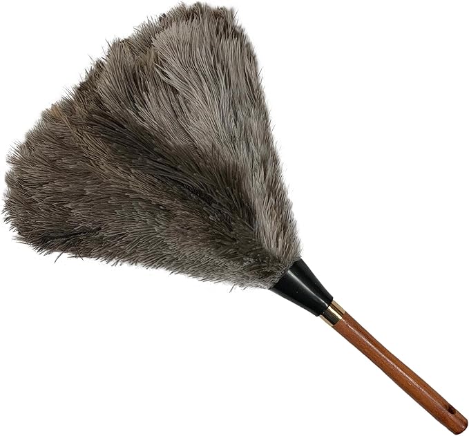 (New) Alta Dusting Products 16" Premium Soft-Floss Ostrich Feather Duster with Stained Wooden Handle. Our Best Duster